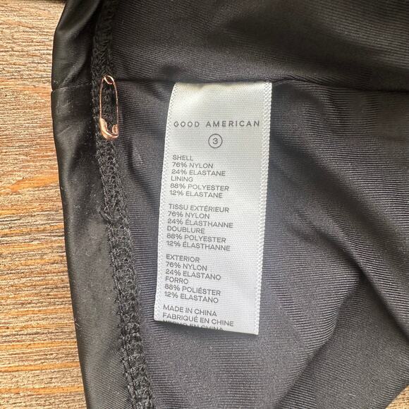 Good American Side Tie Cut Out One Piece Strapless Swimsuit Silky Black - Picture 7 of 9